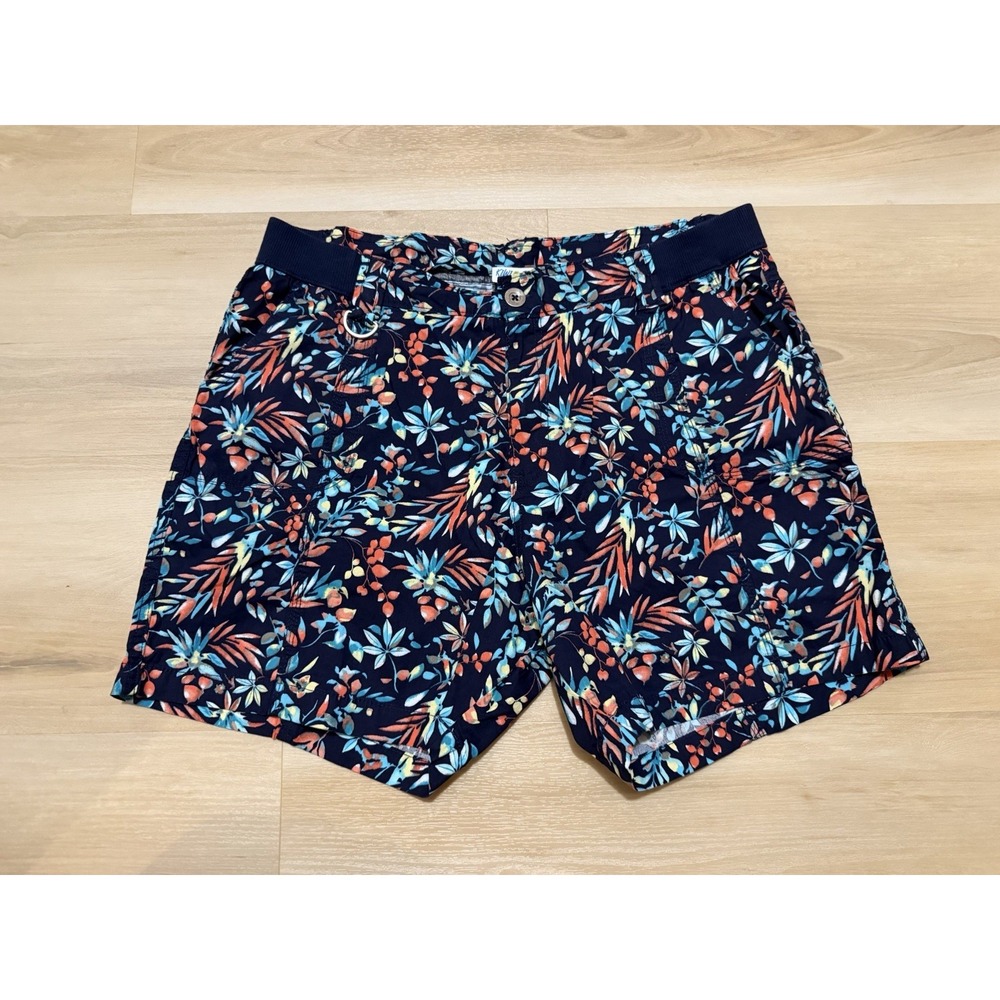 Kiwi Fresh Womens Floral Botanical Shorts Navy Blue Cotton Stretch Size 16
